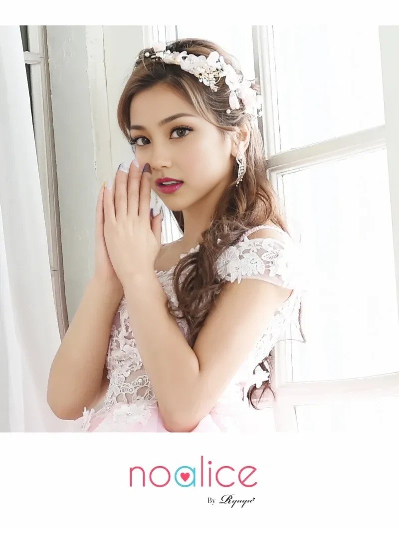 豪華レースオーガンジーaラインキャバクラドレス ゆきぽよ 着用キャバドレス Noalice By Ryuyu ノアリス 肩魅せフリルミニドレス S M L ベビーピンク ブルー レッド チェリーピンク Noalice